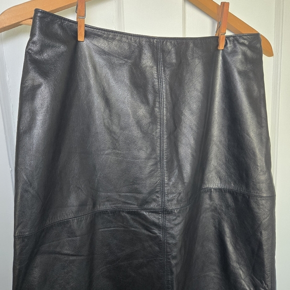 Ann Taylor Y2K Genuine Leather Skirt Midi Grunge Girly-Goth Holiday Party Size 6 - Picture 3 of 9